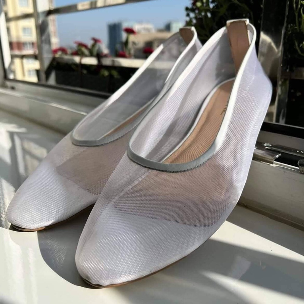 White Mesh Ballet Flats- LookieAtelier - Picture 5 of 6